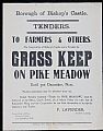 Sale poster - Sale poster (in black ink ) tenders invited for grass ke…